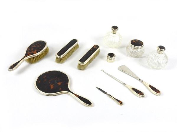 Silver and Tortoise-shell Toilet Set