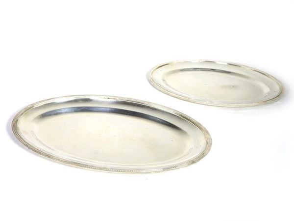 Two Oval Silver Trays