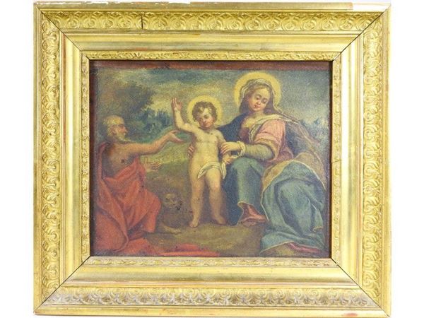 Emilian School of late 17th/beginning of 18th Century, Madonna with Child and Saint Jerome