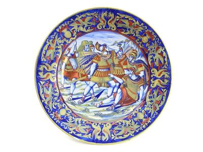 Grande Piatto da Parata in Terracotta Smaltata a Lustro