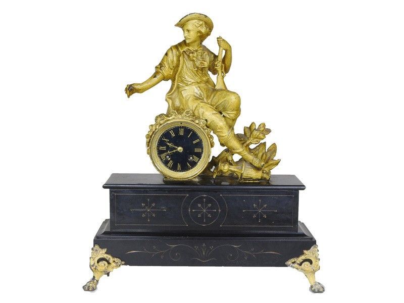 Orologio a Pendolo da Camino in Metallo Laccato