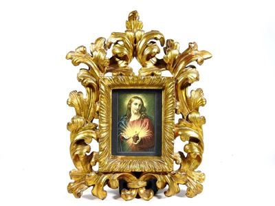 Piccola Cornice in Legno Intagliato e Dorato