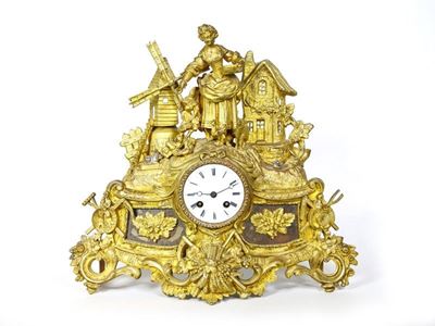 Orologio a Pendolo da Camino in Bronzo Dorato