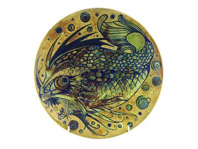 Grande Piatto in Maiolica Policroma a Lustro Fornaci di San Lorenzo, 1920-1925 Circa
