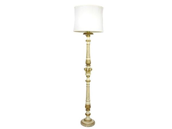 Lacquered and Partially Giltwood Floor Lamp