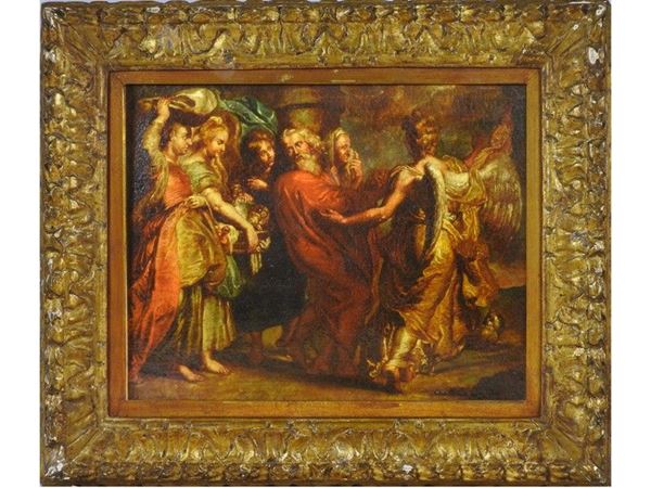 Painter of 18th Century, Lot and His Family Leaving Sodom, oil on canvas, copy after Peter Paul Rubens