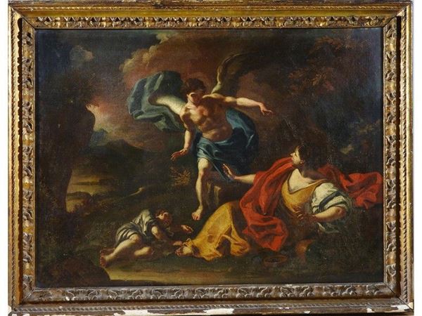 Atelier of Francesco Solimena of 18th Century, The Angel Appearing to Hagar and Ishmael in the Desert
