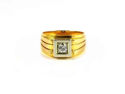 Anello per Uomo in Oro Giallo, Oro Bianco e Diamante