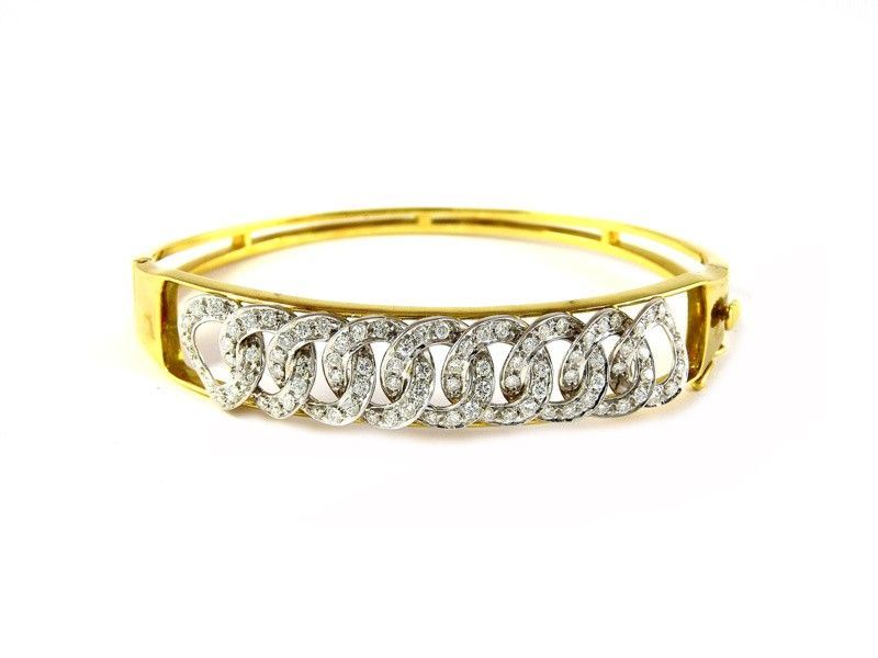 Bracciale Rigido in Oro Giallo e Diamanti