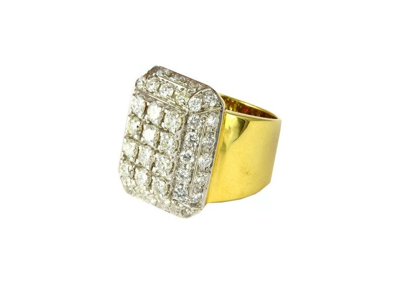 Anello in Oro Giallo, Oro Bianco e Diamanti