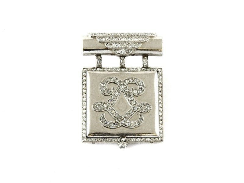 Orologio-spilla in Oro Bianco e Diamanti