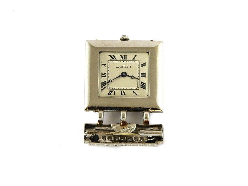 Orologio-spilla in Oro Bianco e Diamanti