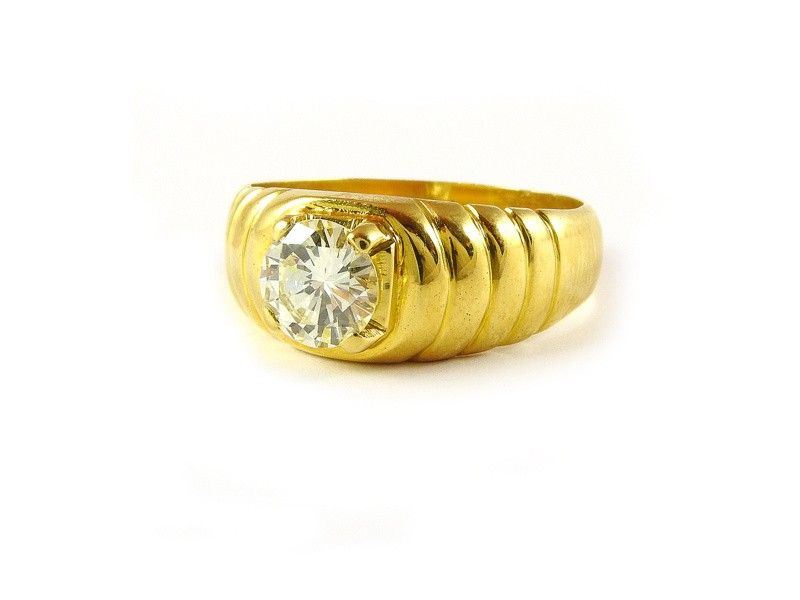 Anello a Fascia Fesonata in Oro Giallo e Diamante