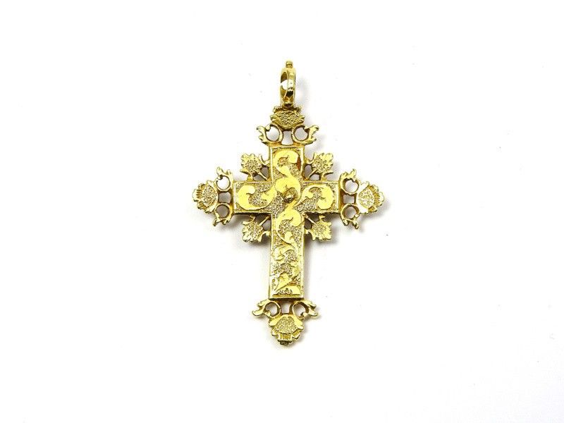 Antica Croce in Oro Giallo e Smeraldi