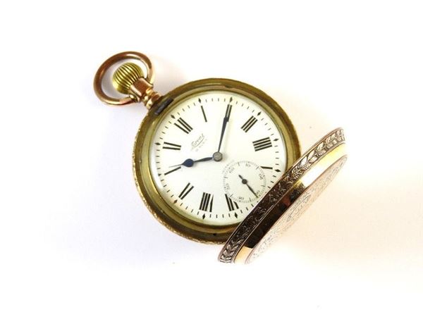 Gilded metal double case pocket watch
