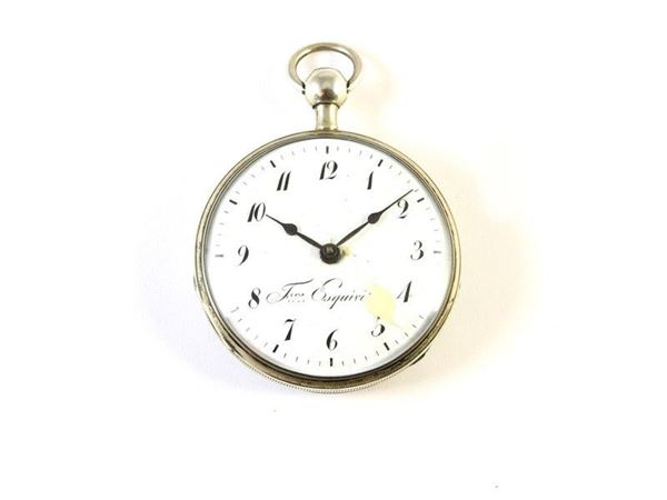 Silver gilded double case pocket watch