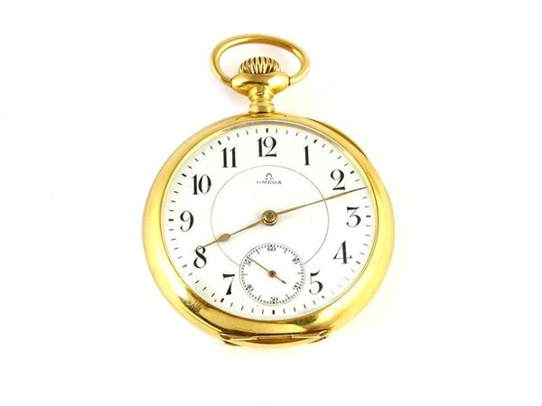 Yellow gold pocket watch, double case