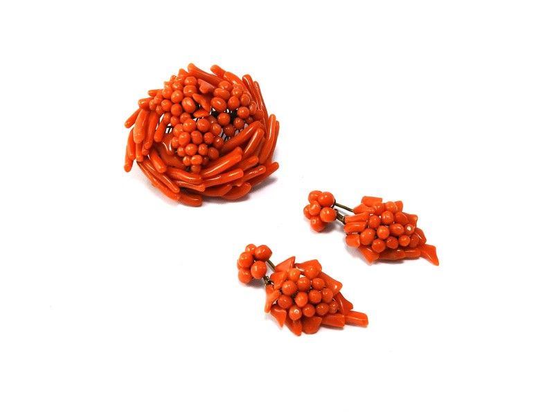 Parure in Corallo Rosso Aranciato