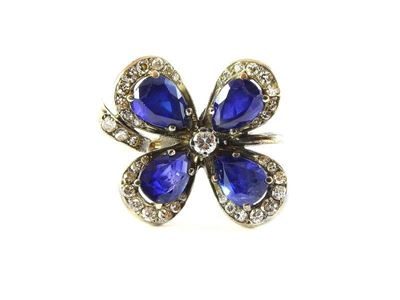 Anello in Oro Bianco, Zaffiri e Diamanti