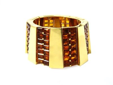 Bracciale Rigido a Schiava in Oro Giallo e Quarzi Citrini