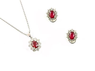 Parure in Oro Bianco, Rubini e Diamanti