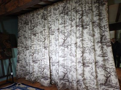 Coppia di Tende in Tessuto Toile De Jouy