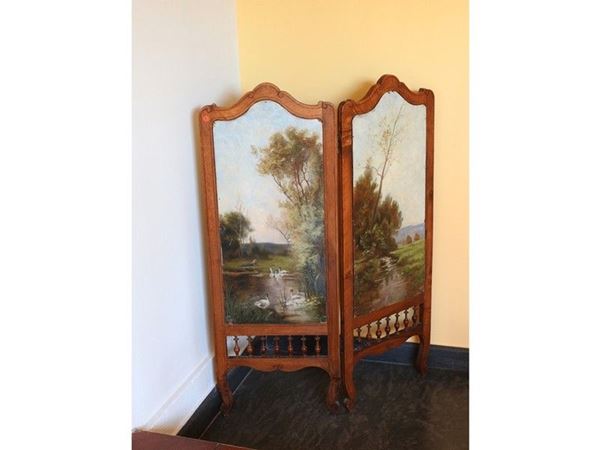 Walnut Two Fold Screen, late 19th/early 20th Century