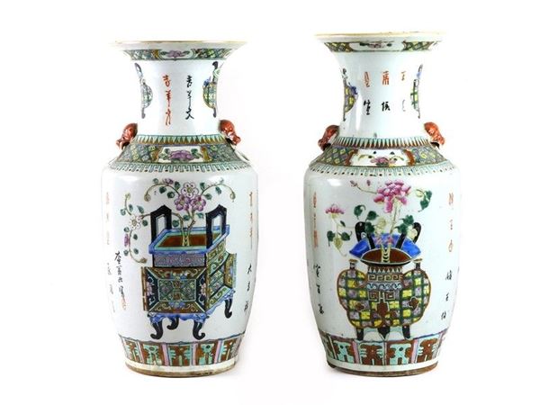 Pair of Porcelain Baluster Vases, China, second half of 19th Century