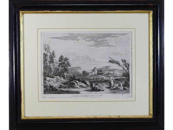 Rural Landscapes with Farmers, a set of four engravings