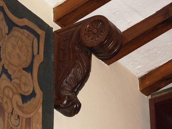 Pair of Carved Walnut Wall Shelves