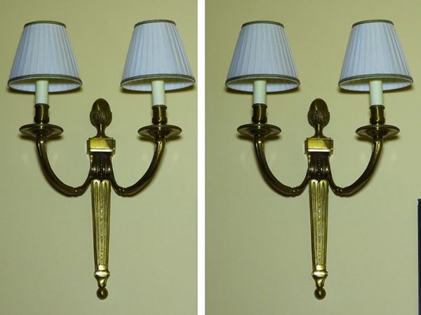 Pair of Gilded Bronze Wall Lamps