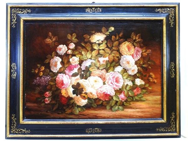 Flowers, 19th Century, oil on canvas