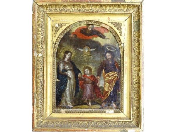 Follower of Francesco Curradi of late 17th Century, The Return of the Holy Family from Egipt, oil on copper
