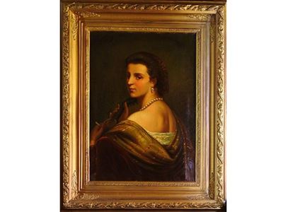 Ritratto di Dama con Collana di Perle e Mandolino