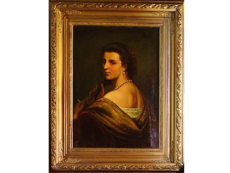 Ritratto di Dama con Collana di Perle e Mandolino