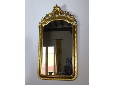 Specchiera in Legno Intagliato e Dorato e Pastiglia