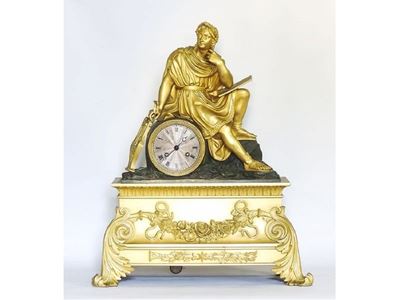 Orologio da Tavolo in Bronzo Dorato e Patinato