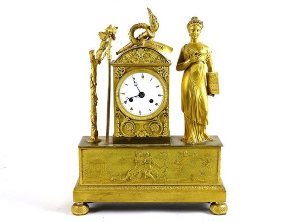 Gilded Bronze Mantel Clock, France 1830