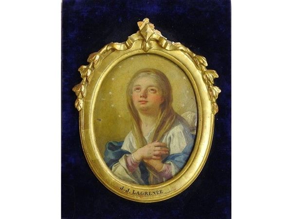 Follower of Jean Jacque LagrenÃ©e (1739-1821), Madonna, oil on copper