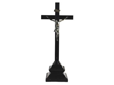 Grande Crocifisso in Argento e Legno Ebanizzato