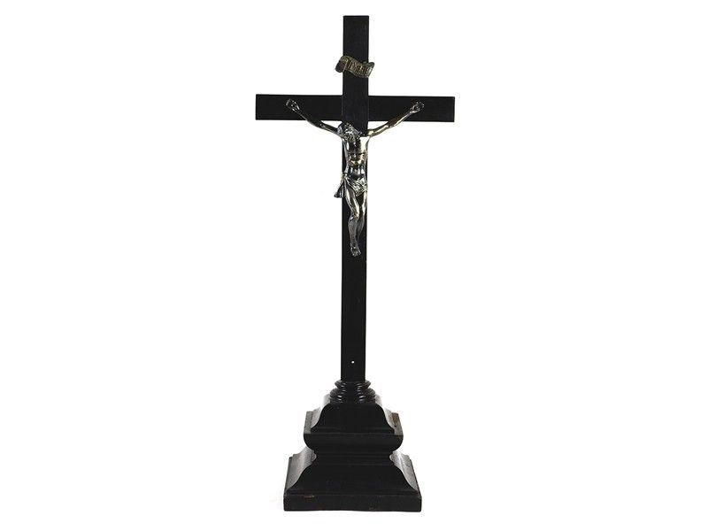 Grande Crocifisso in Argento e Legno Ebanizzato