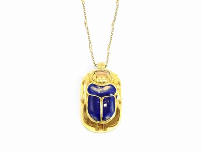 Catenina e Pendente Animalier in Oro Giallo con Smalto Blu