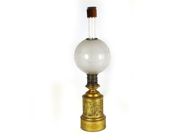 Patinated and Gilded Antimony Oil Lamp