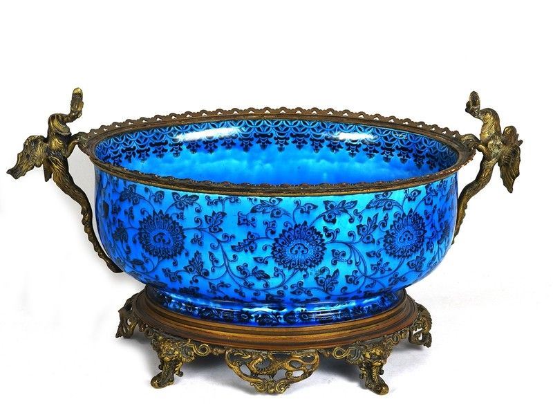 Coppa Centrotavola Ovale in Ceramica Smaltata