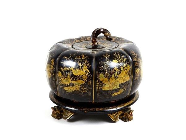 Oriental Lacquered Pewter Box