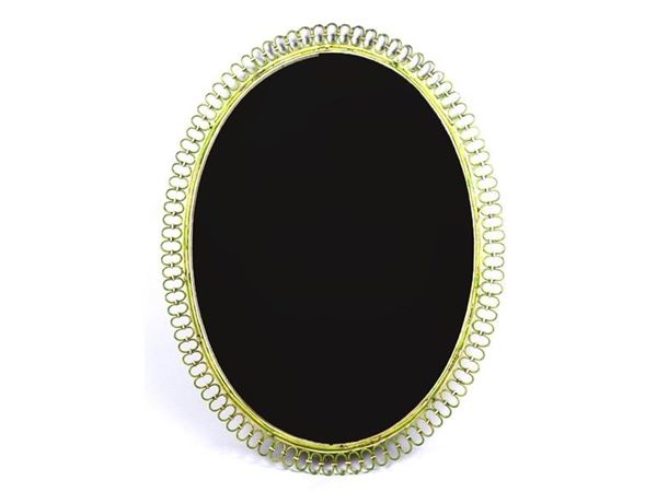 Green Wrought Iron Oval Mirror