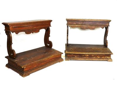 Coppia di Inginocchiatoi in Legno Tenero