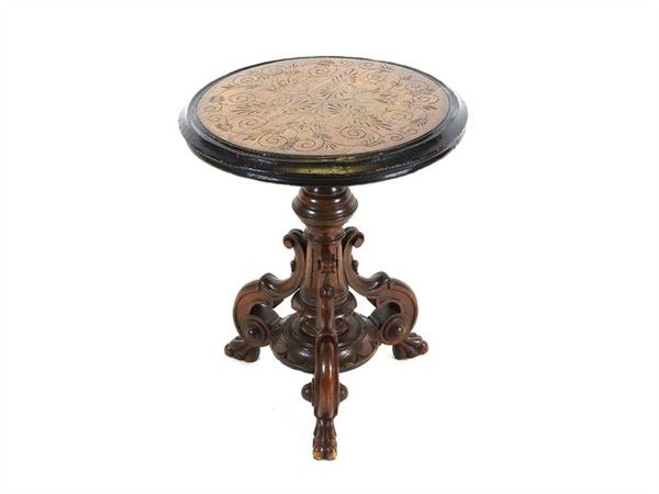 Round Ebonized Wooden Table