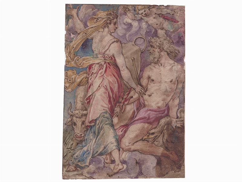Da Perin del Vaga Artista della Fine del XVI Secolo - Giove Trasforma in Vacca la Ninfa Io