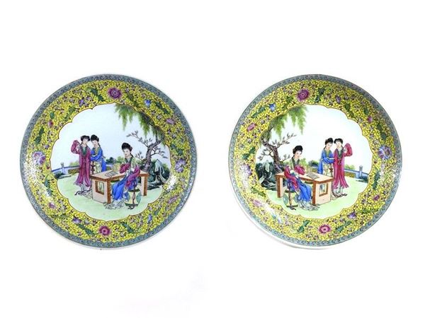 Pair of Painted Porcelain Plates